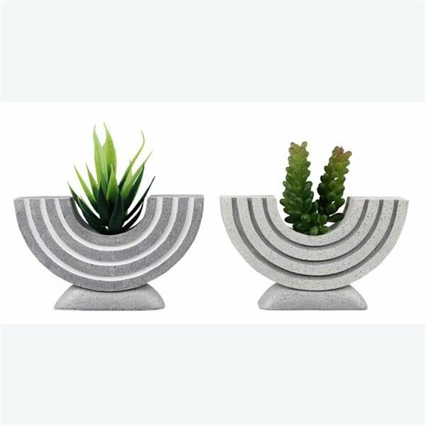 Youngs Resin Carved Stone Arch Succulent Planter, 2 Assorted Color 12506